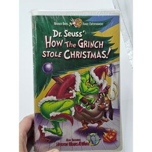 Grinch VHS tape sealed.  Dr. Seuss' How the Grinch Stole Christmas 2000s y2k